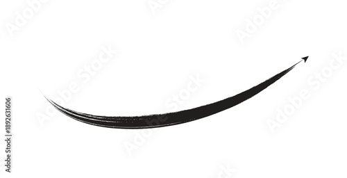 Black Grunge Swoosh with Arrow, Hand-Drawn Brush Stroke Arc for overlay, Business arrow, growing business arrow.