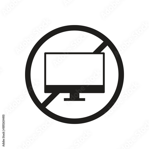 Solid prohibited computer screen with slash mark