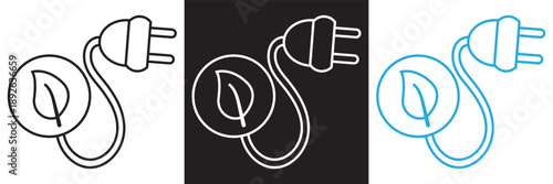 Eco power button renewable energy icon. Minimal eco power button icon symbolizing renewable energy, sustainability, and green technology for electricity and environmental design concepts.EPS10/AI.