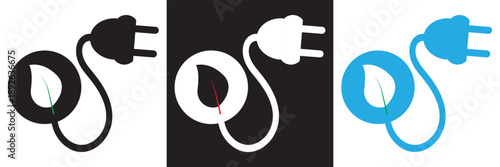 Eco power button renewable energy icon. Minimal eco power button icon symbolizing renewable energy, sustainability, and green technology for electricity and environmental design concepts.EPS10/AI.