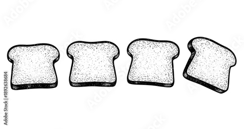 Hand-drawn sliced bread illustrations in black and white