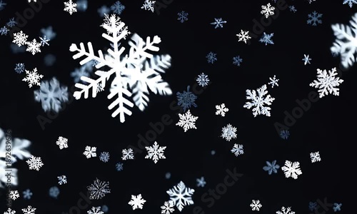 Animated snowfall on dark background, mesmerizing winter wonderland scene, creating magical atmosphere