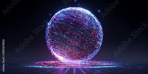 Glowing Sphere Abstract Energy Orb Digital Art Futuristic Background