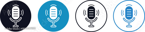 Podcast icon solid style collection.Solid black microphone icon sign, Digital audio broadcasting symbols. Popular podcast app icons. Podcast logo on transparent background. 
