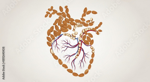 Heart shaped food formed from meatballs and sausages on white background for healthy eating concept