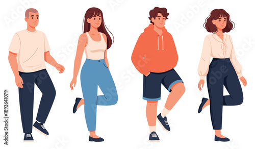 Diverse group of young adults and teens in casual outfits
