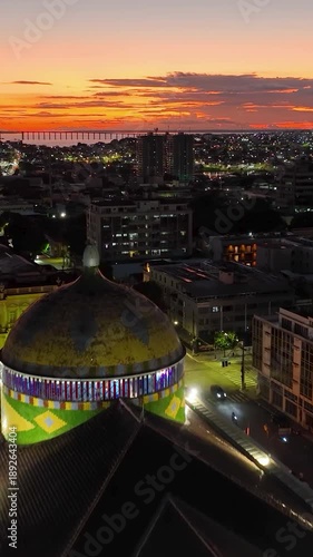 Wallpaper Mural Colorful Sunset At Manaus Amazonas Brazil. Highrise Building Dominating The Skyline Of The Downtown. Building Town Sky Illumination Downtown Panoramic City. Manaus Amazonas. Torontodigital.ca