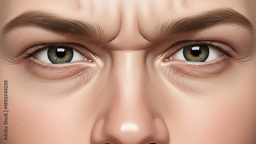Naklejka premium Close-up of a persons green eyes.