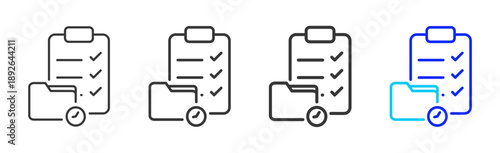 File Monitor icon set collection creative outline style for Incident Management with multiple thickness variations suitable for web apps mobile ui and business tools