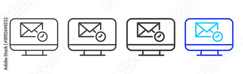 Task Monitor icon set collection creative outline style for Incident Management with multiple thickness variations suitable for web apps mobile ui and business tools