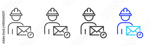 Worker Alert icon set collection creative outline style for Incident Management with multiple thickness variations suitable for web apps mobile ui and business tools