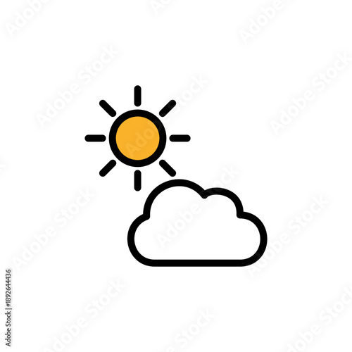 シンプルなカラー天気アイコン 晴れのち曇り