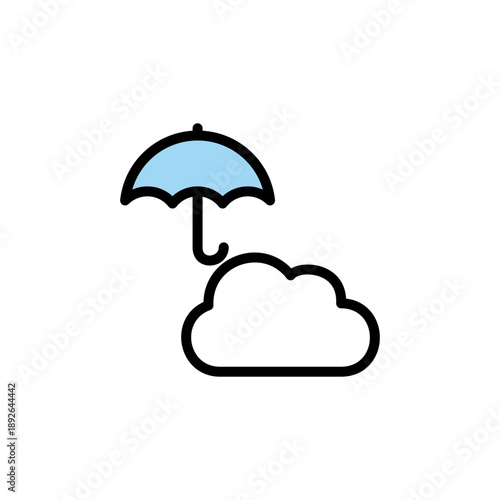 シンプルなカラー天気アイコン 雨のち曇り