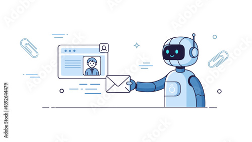 Friendly robot delivering message in digital communication interface