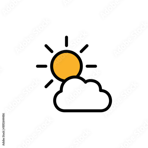 シンプルなカラー天気アイコン 晴れ時々曇り