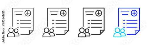 Report Team icon set collection creative outline style for Incident Management with multiple thickness variations suitable for web apps mobile ui and business tools
