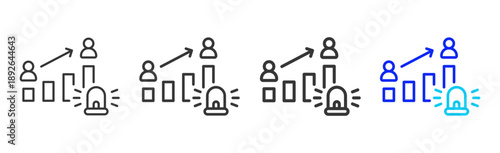 Escalation Alarm icon set collection creative outline style for Incident Management with multiple thickness variations suitable for web apps mobile ui and business tools