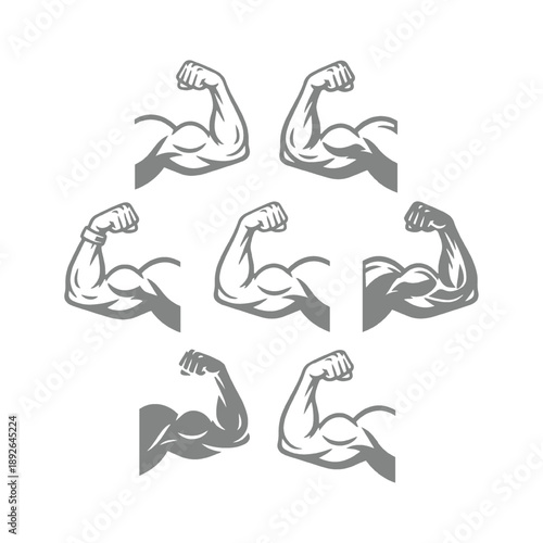 Muscular Arms and Dumbbell Fitness Illustrations Set