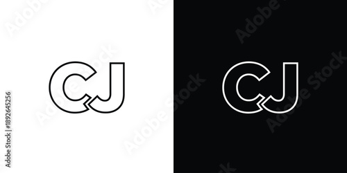 Letter C and J, CJ logo design template. Minimal monogram initial based logotype.
