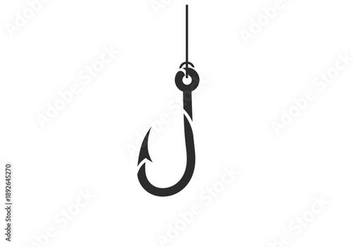 Fishing hook hanging on a line