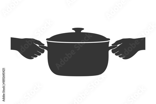 鍋を持つ手のシルエットアイコン