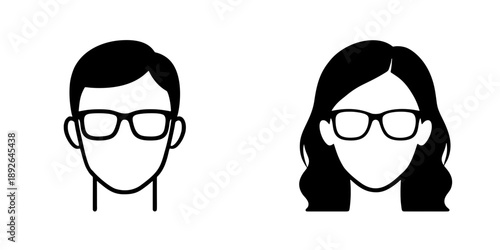 眼鏡をかけた男女のシルエットアイコン