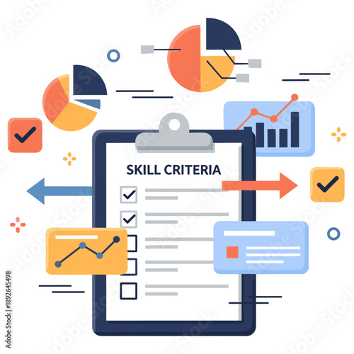 Skill assessment criteria with data charts and graphics
