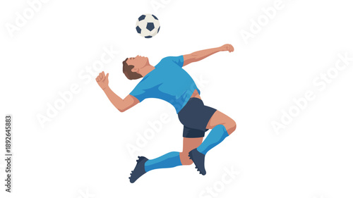 Soccer Player Heading the Ball in Air.