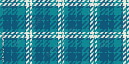 Cultural vector pattern textile, english check plaid seamless. Deep texture background tartan fabric in cyan and white colors.