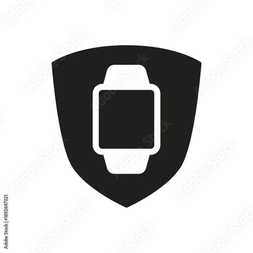 Security shield protection smartwatch solid black icon