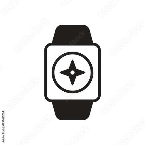 Navigation compass app smartwatch solid black icon