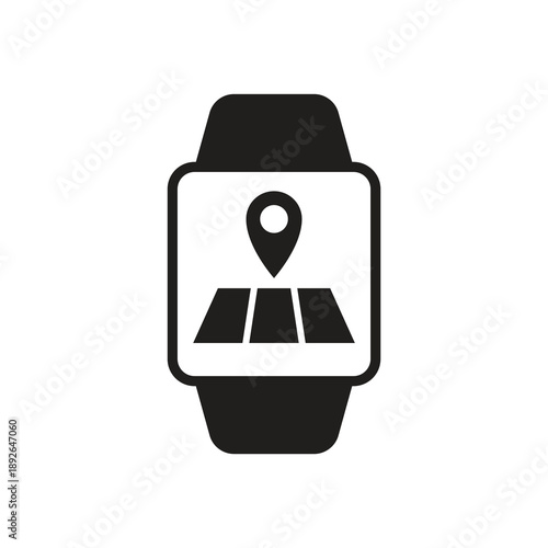 Map tracker and GPS location smartwatch solid icon