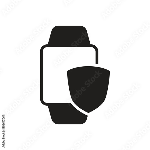 Privacy shield and data guard smartwatch solid icon