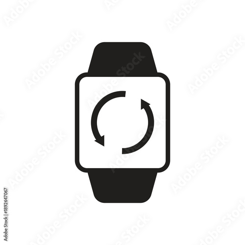 Data sync and reload smartwatch solid black icon