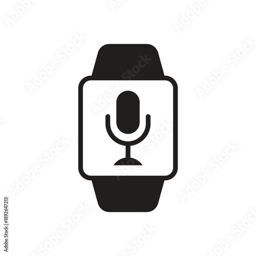 Microphone input and voice record smartwatch solid icon