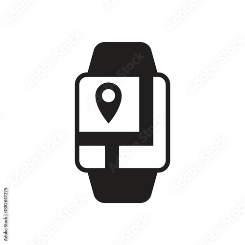 Map navigation and route finder smartwatch solid icon