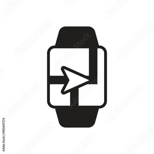 Navigation arrow and GPS tracker smartwatch solid icon
