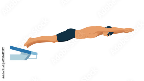 Male Swimmer Diving into the Water.