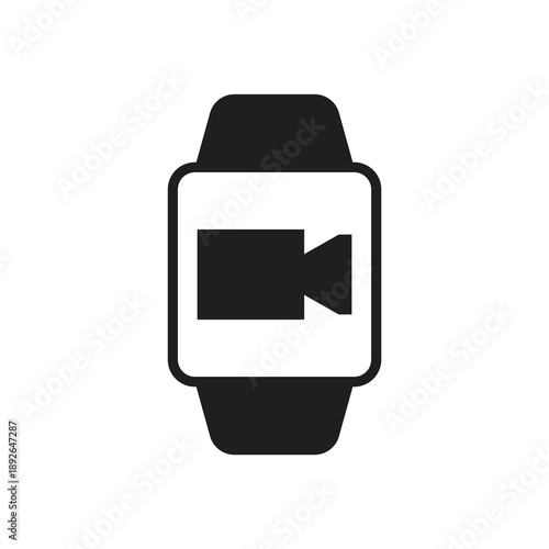 Video camera and movie record smartwatch solid icon
