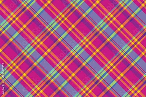 Cosy plaid seamless textile, site background texture pattern. Pop fabric tartan vector check in red and magenta colors.