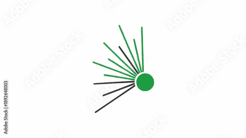 Green Circle With Colorful Lines Design.