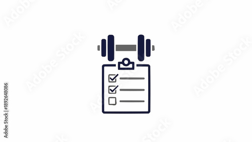 Dumbbell on a workout checklist.