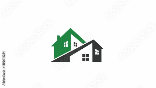 Green and black house roof design.