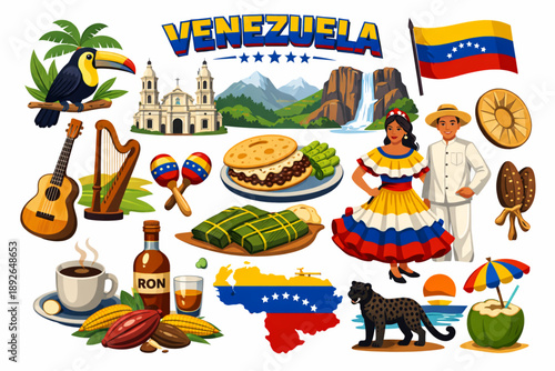 Venezuelan Cultural Icons Vector Set – Corporate and Business Visuals