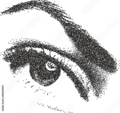 Eyes vintage y2k stipple art, mad halftone stipple brutalist retro vector png with transparent background, crazy 2000s aesthetic photocopy effect tattoo