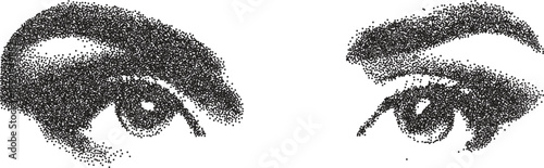 Eye vintage y2k stipple art, vision halftone stipple brutalist retro vector png with transparent background, iris 2000s aesthetic photocopy effect tattoo