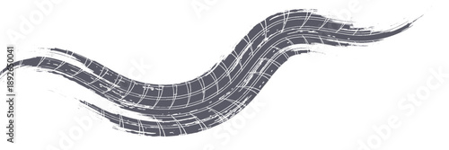 Tire track. Car, bike, motorcycle tyre mark with grunge effect isolated on white background. Wheel footprint on the road. Top view of rubber protector mark