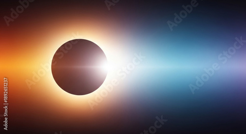 Solar eclipse with bright corona and gradient background in space