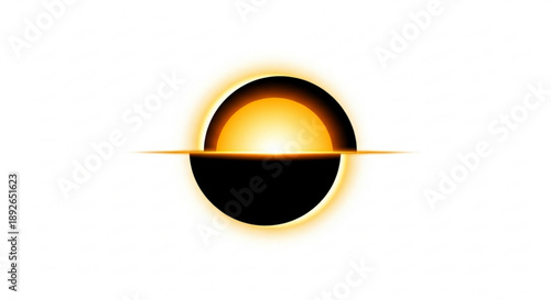 Golden sunset planet with ring in space abstract celestial body with vibrant orange light