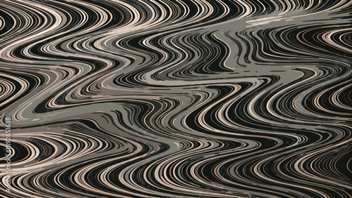 Vector illustration of abstract data flow with wavy lines and digital pattern in gray and black hues